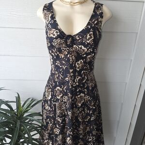 Jones New York Black and Cream Floral Maxi Dress